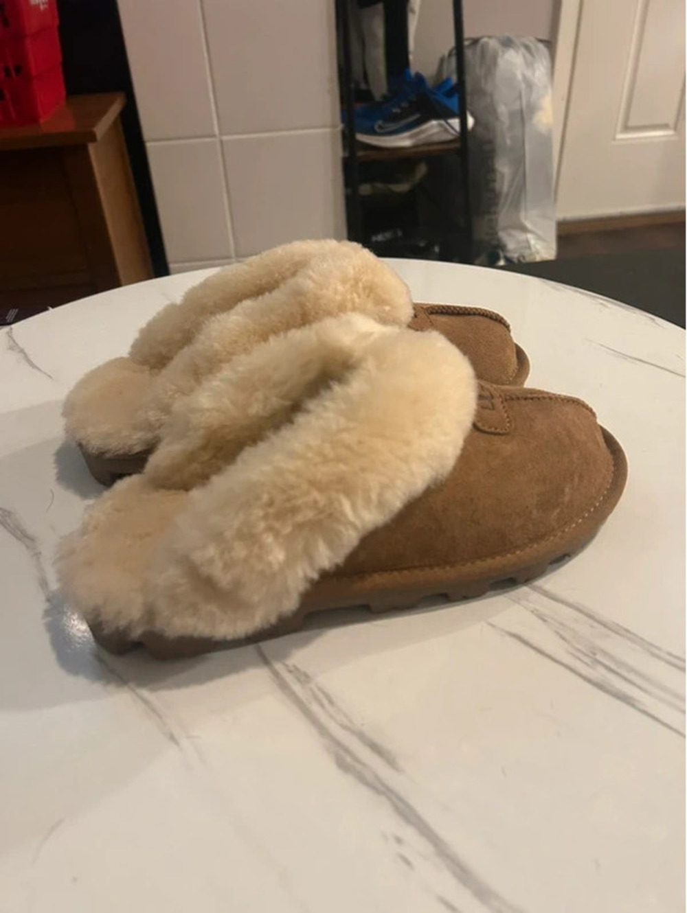 UGG Coquette Slippers Chestnut Sheepskin Suede Women’s Size 6 NEW
